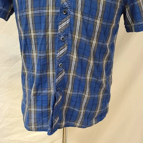 Realtree Mens Small Blue stripe Short Sleeve Button Up Shirt - Picture 5 of 10